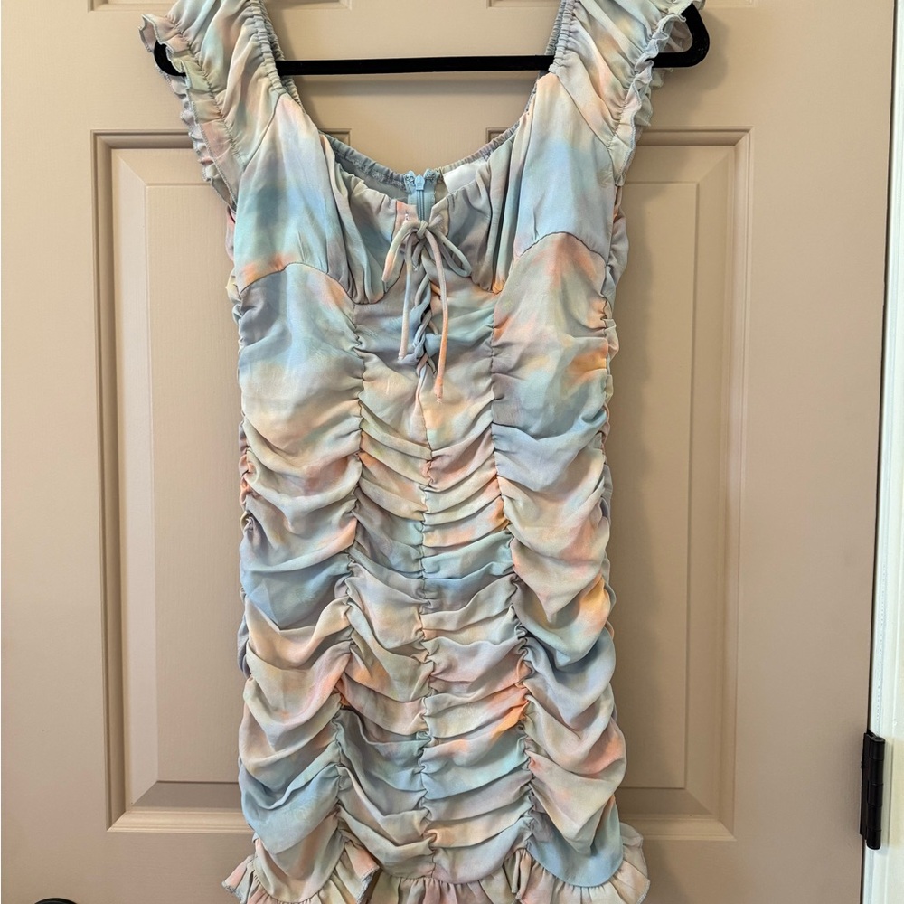 Ruched Multicolor Mini Dress